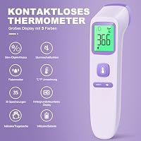 Fieberthermometer Kontaktloses Stirnthermometer, digitales Infrarot-Thermometer für Babys und Erwachsene mit sofortiger Messgenauigkeit und Fieberalarm (lila) – Ansicht 2