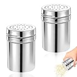 ATTEEFI 2 Piezas Tanque de Almacenamiento Metal Pimentero, Agitador de Especias Pequeñas, Dispensador de Condimentos Acero Inoxidable Plateadas, para Sal, Canela, Pimentón