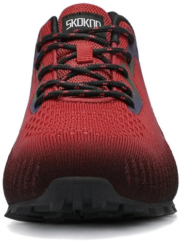 Image of Mens Steel Toe Shoes Fashion Composite Work Shoe Comfortable Puncture Proof Lightweight Indestructible Sneakers 11.5 Wide Red Black