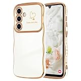 LCHULLE Cover per Samsung Galaxy S25 FE Cuore Custodia Ondulata,Bianco