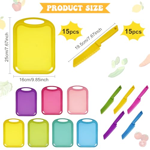Set de 30 tablas y cuchillos de plástico para niños miniatura 2