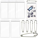 Geyee 6 Pack Fishing Hunting License Holder Waterproof Fluorescent ID Holder with 6 Bronze Safety Pins Heavy Duty for License Permit Protection Hunting Deer Season Supplies(Clear,Vertical)