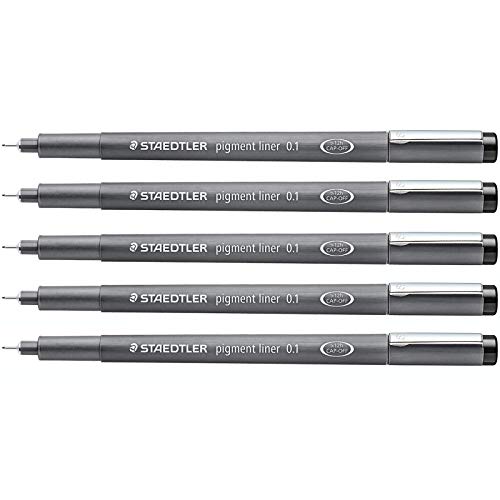 Staedtler Pigment Liner 0.1 mm Black [Pack of 5 ]