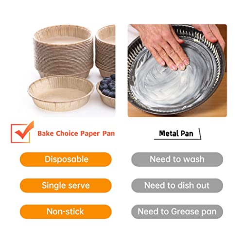 image for Bake Choice 50pcs Paper Mini Tart Pans for Baking, mini pie tins 4Inch