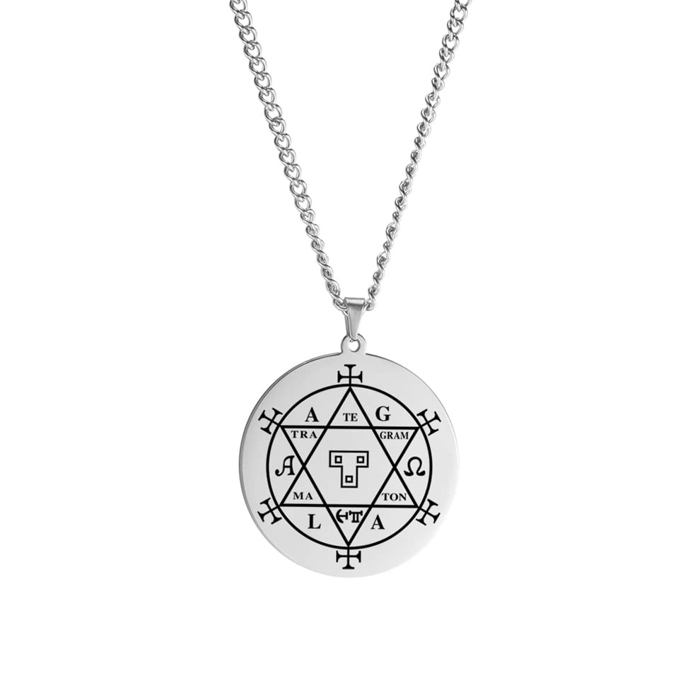 VASSAGOHexagram Talisman Amulet of Seal of Solomon Pendant of Stainless Steel Magic Necklace of Slavic Symbol Rune Jewelry Gift for Men