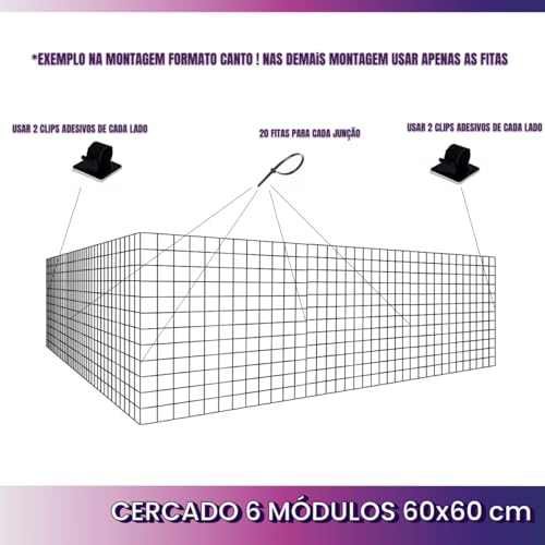 Cercado Pet Cercadinho Para Cachorro Com 6 Telas Móvel No Tamanho 60 x 60 (Preto)