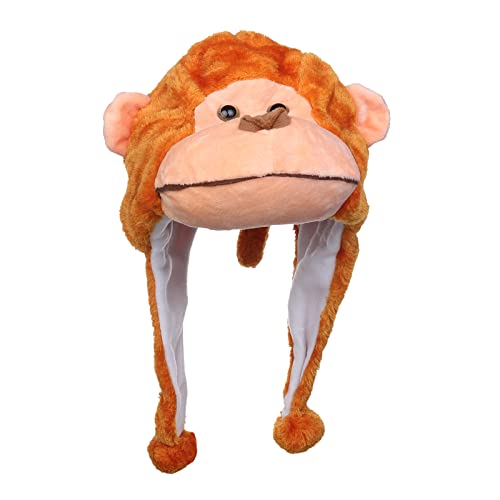 VPbao Chapeau Cache Oreilles Peluche Bonnet Animal pour Femme/Homme Enfants Cagoule Echarpe Singe Orange