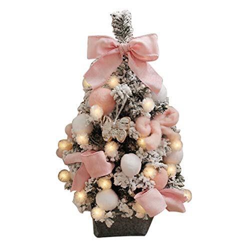 Ensemble de Noël avec arbre de table floqué blanc et décorations classiques de fête YXWYXWA