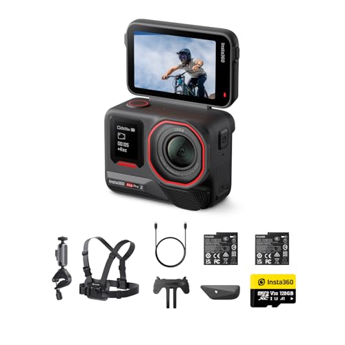 Image of Insta360 Ace Pro 2 Bike Bundle Dual Battery - 8K Waterproof Action Camera Co-Engineered with Leica, 1 /1.3 inch Sensor, Dual AI Chip, Leading Low Light, Superior Audio, Flip Screen & AI Editing for Vlogs