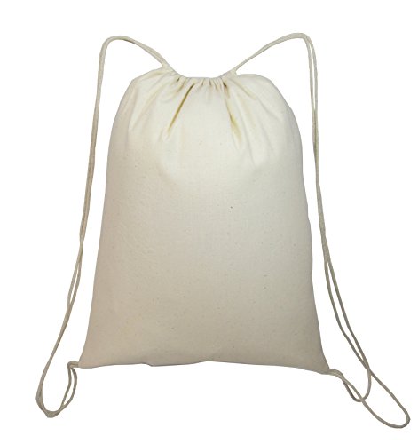 (36 Pack) 3 Dozen - Economical Cotton Sport Drawstring Bags Cinch Packs by ToteBagFactory