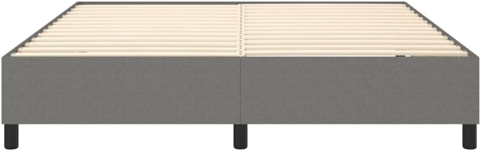 Modern King Size Bed Frame Dark Gray Fabric 100% Polyester Plywood Engineered Wood Sturdy Platform Foundation Mattress Support for Bedroom Easy Assembly Durable Stable Nonslip