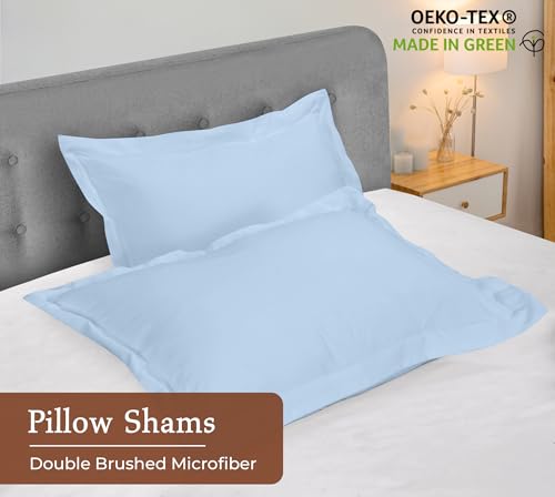 Image of Royale Linens Pillow Shams 2 Pack King Size 20x36 Inch - Brushed 1800 Microfiber - Bed Pillow Shams, Wrinkle Resistant Super Soft and Cozy - Back Overlap Closure - Oxford Pillowcase (King, Lake Blue)