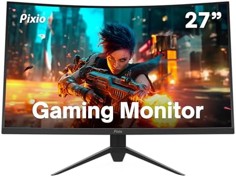 Pixio PXC277 Advanced 27 inch 1500R Curve Fast VA 1ms GTG Response Time WQHD 2560 x 1440 Resolution 165Hz Refresh Rate HDR Adaptive Sync DCI-P3 97% Curved Gaming Monitor