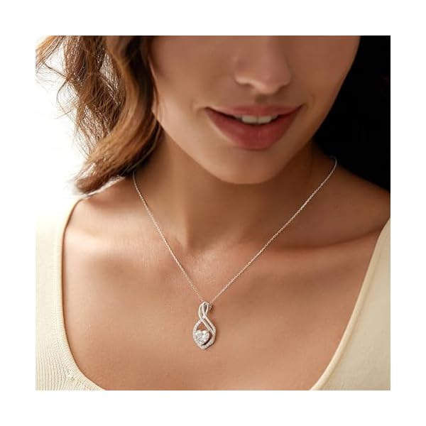 MOOSEA Infinity Moissanite Pendant Necklace, 1-3ct Lab Created Moissanite Necklace 925 Sterling Silver Anniversary Birthday Wedding Gifts for Women Wife Her, Dainty Heart Necklaces Jewelry Gift - Image 3