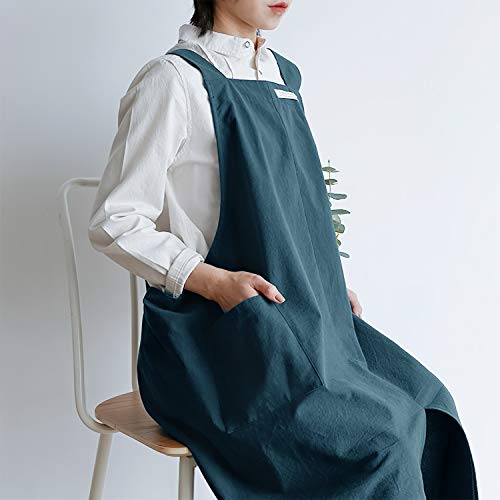Hanee Cotton Aprons For Women Men | Cross-Back Apron With Pockets (Deep Teal) #TOP6