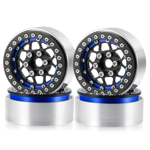 RC���f���L�b�g�X�y�A�p�[�c For Axial For SCX10 CC01 F350 D90 90034 For TRX4 For TRX6 1/10 4 �A���~ 1.9 �C���`�r�[�h���b�N�z�C�[�������n�u RC �N���[���[�ԕ��i(Blue Blac