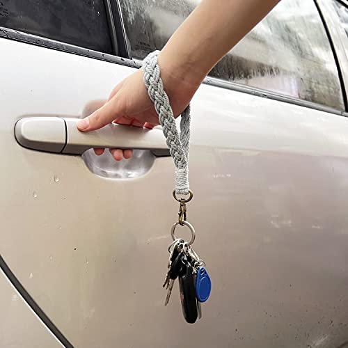 Xgalbla Soft Macrame Keychain Boho Handmade Wristlet Bracelet Keychain Country Style Wrist Lanyard Handmade Weave Exquisite Holder For Women(Light Blue) #TOP4