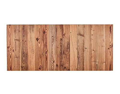 Headboard Brown Farmhouse King Size Headboard Hanging Reclaimed Barnwood Head of The Bed Wall Mount Panels Only Vintage Style Rustic Boho Chic Light Plank Wood Board Bedroom Furniture (King Size)