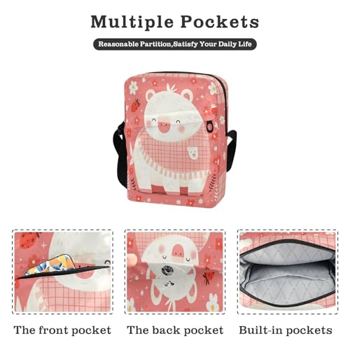 Cute Cartoon Peach Animal messenger bag for women crossbody Shoulder Bag Purse Bag Adjustable Strap for Outdoor Daily Shopping2