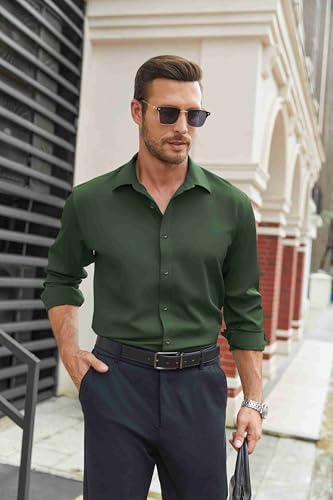 Image of COOFANDY Mens Stretch Dress Shirts Long Sleeve Button Down Shirt Regular Fit Formal Business Shirts