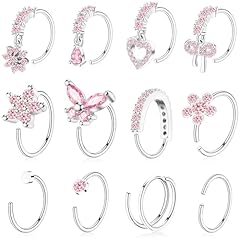Silver Pink Nose Rings