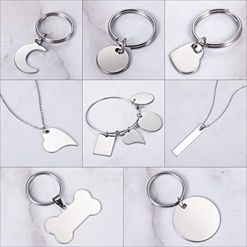 HooAMI Personalised Engraved Stainless Steel Blank Stamping Tags Charm Pendants for DIY Jewelry Making