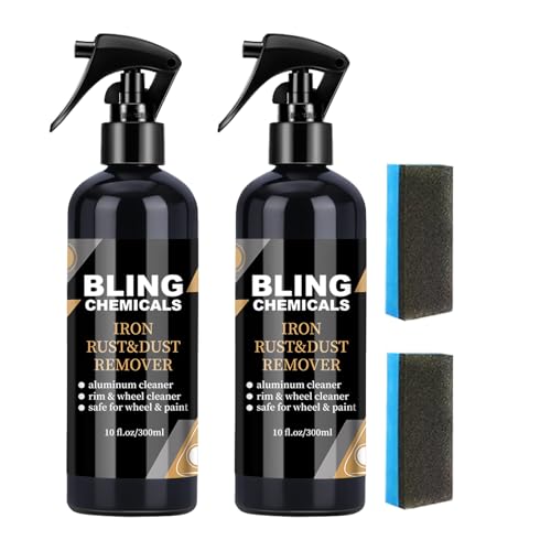 Bling Chemicals Rim & Wheel Cleaner Spray, Removes Brake Dust & Grime, Non-Acidic Tire Cleaner, Detail Products, Purple Color Changing, Rust for Most Wheel, 10 fl oz (2PCS)