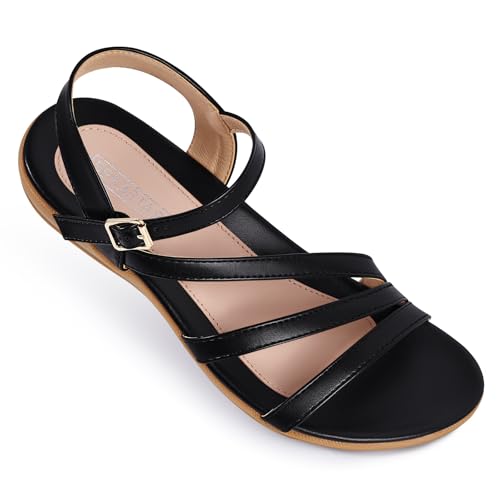 Image of Flat Sandals for Women Dressy - Comfortable Summer Strappy Sandal