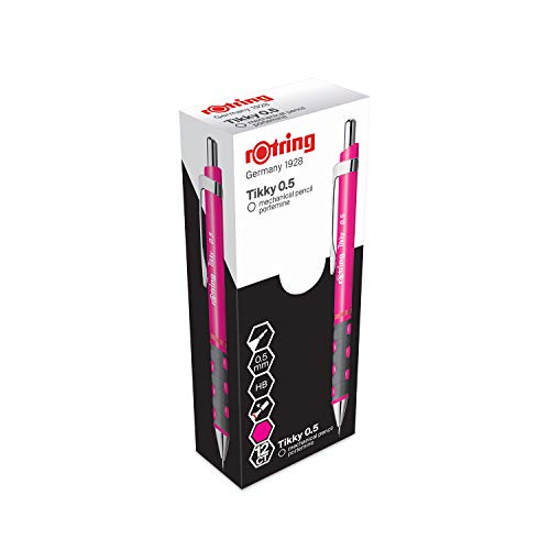 rOtring Tikky - Portaminas HB de 0,50 mm, rosa neón, caja de 12