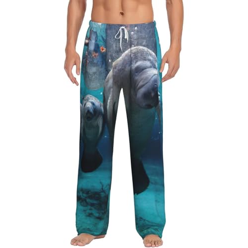 Pantalon de pyjama homme imprimé lamantins indiens en flanelle, cadeau de nuit idéal