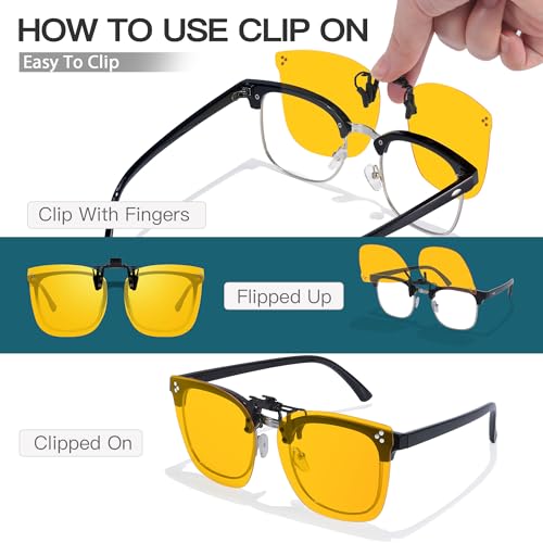 Image of VIEWBETTER Clip On Blue Light Blocking Glasses for Eyes Strain & Light-Sensitive Rimless Unisex Flip Up Clip-Ons BL3168