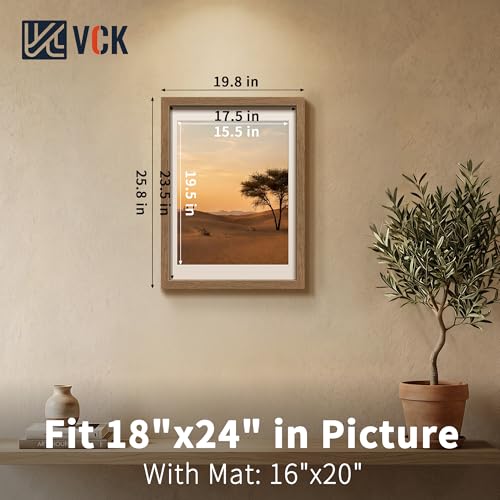 Image of VCK 18x24 Frame 5 Pack, Walnut Exclusive Wood, 16x20 Mat, for Picture