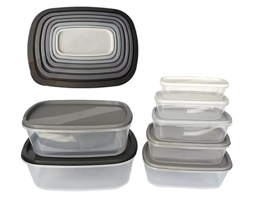 Best House | 7 in 1 Food Storage Containers Set | Rectangle | Grey | 7 in 1 | With Lids | Bowls | Space Saving Nesting Design | BPA Free | Microwave Freezer & Dishwasher Safe - Set of 7 Pcs - Image 2