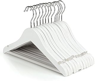 HANGERWORLD 12 White 30cm Wooden Childrens Baby Toddler Clothes Coat Non Slip Trouser Bar Hangers