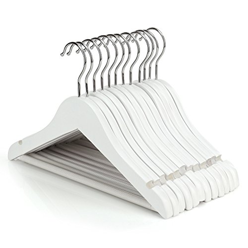 HANGERWORLD 12 grucce in legno per bambini, 30 cm, antiscivolo, per vestiti e pantaloni, colore: bianco