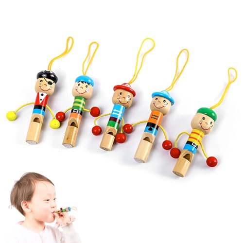 UEAVOID 5 Piezas de Silbatos de Madera de Dibujos Silbido de Pájaro Silbato de Madera para Fiestas Silbato para Niños para Tus Hijos Cumpleaños Navidad Festivos (Color Aleatorio)