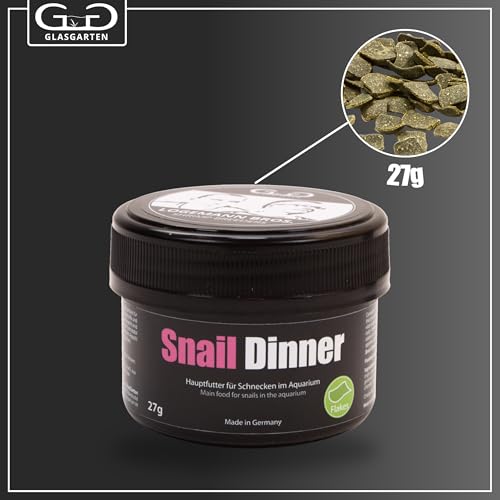 GlasGarten Snail Dinner | 27g – Premium Schneckenfutter, Hauptfutter für Süßwasser-Schnecken, aus 100% natürlichen Zutaten gepresst, schonend getrocknet