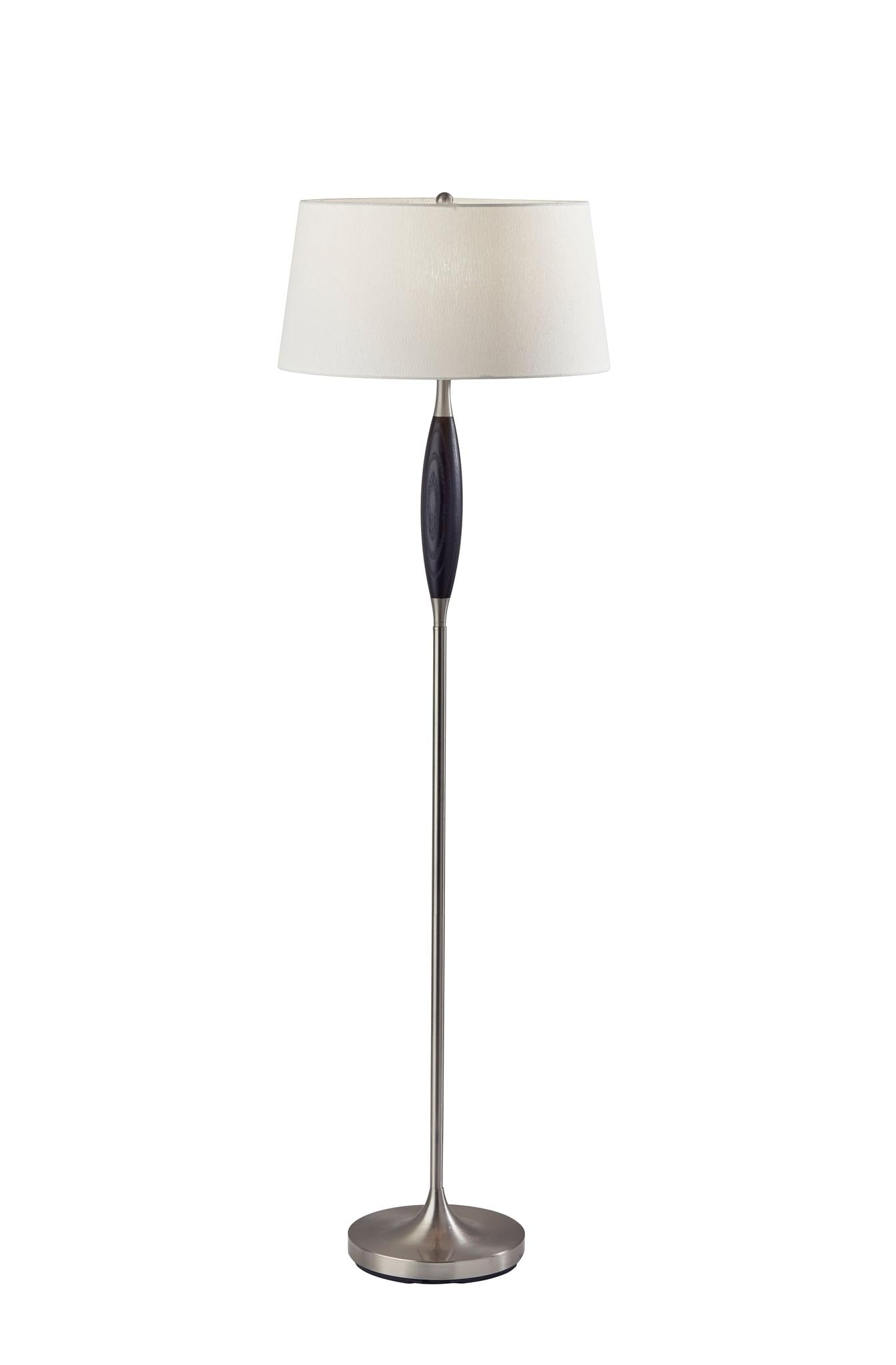 Adesso Pinn Floor Lamp 60 Black & Brushed Steel Nickel, Black Brushed