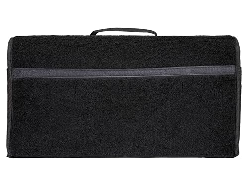 BLACK+DECKER Kofferraum Organizer - Auto Organizer 55 x 15 x 23 cm - Auto Zubehör Innenraum mit 1 Großem Fach und 2 Einstecktaschen - Mit Klettverschluss - Schwarz