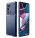 Produktbild JIAFEI Hülle für Motorola Moto Edge 30 Pro, Ultradünne TPU Silikon Kratzfest Kohlefaser Schutzhülle Bumper Cover Carbon Optik, Blau