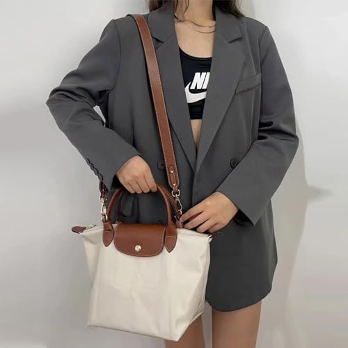 Image of jiesinlov Cowhide Bag Straps Replacement Crossbody Adjustable Shoulder Strap for Small Le Pliage (Brown Leather Silver Buckles)