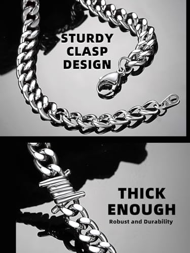 Bestyle Barbed Wire Necklace 5/7/9/12mm Mens Chain Necklaces Hip-hop Punk Gothic Stainless Steel Chain Heavy Thick Cuban Link Chain for Men Women, Length 16/18/20 Inch4