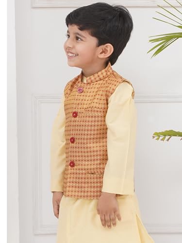 Boys Mandarin Collar Nehru Jacket. (BNJ50020203) (Brown) (02-03 Years)3