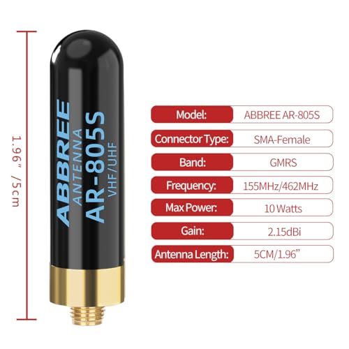 image for ABBREE Ham Radio Antenna Dual Band VHF/UHF 144/430Mhz 1.96inch AR-805S