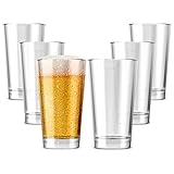 Chefs Star Beer Glasses - 16 OZ Drinking Glasses, Sturdy and Durable - Superior Glassware Set,Great use for Pub Bar and Restaurants. (6 Pack)