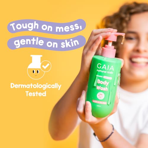 GAIA Natural Kids Body Wash for Kids | Gentle Cleanser for Sensitive Skin | Natural Origin with Organic Aloe Vera | Soap Free I Fragrance Free | Australian Made | 350mL - Image 4