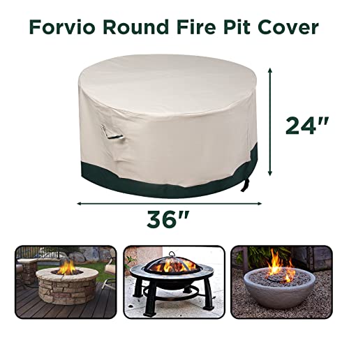 Forvio Fire Pit Cover Round 36 Inch, 600D Heavy Duty 100% Waterproof Outdoor Fireplace Cover For Patio Firepit, With Uv Protection And Fade Resistance #TOP1