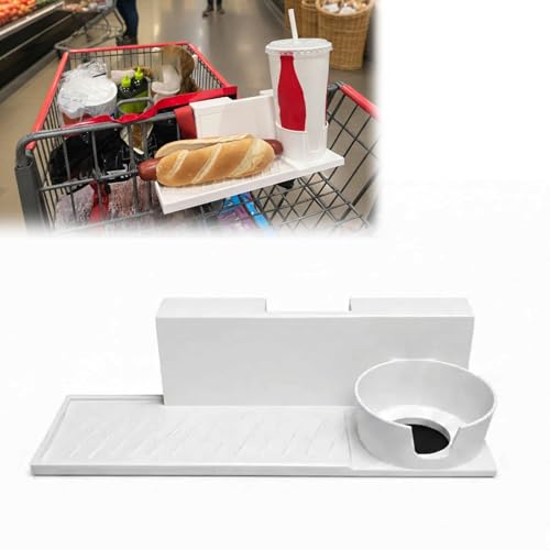 Hands-Free Shopping Cart Food & Drink Tray Compatible with Costco Cart – Snack & Drink Holder for Hotdogs & Beverages