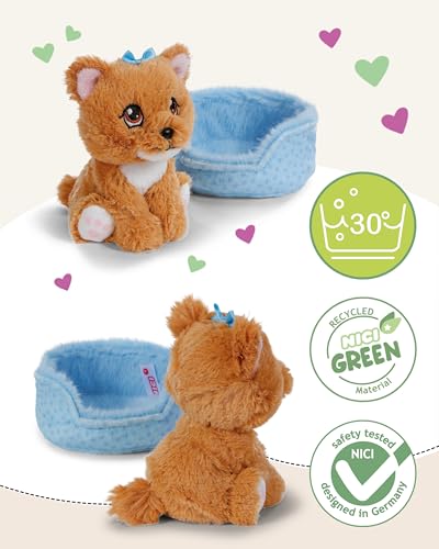 NICI Kuscheltier Hund Yorkshire 12cm im Körbchen - braun