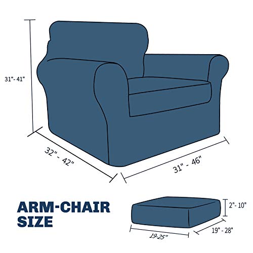 Jiviner Newest 2 Pieces Armchair Covers For Living Room Stretch Chair Slipcovers With 1 Seat Cushion Covers Thick Fitted Couch Cover For Pet Dogs Furniture Protector (Chair, Black) #TOP5